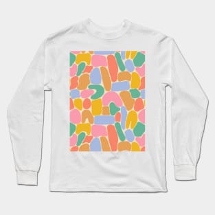 Colorful abstract shapes pattern in vivid tones Long Sleeve T-Shirt